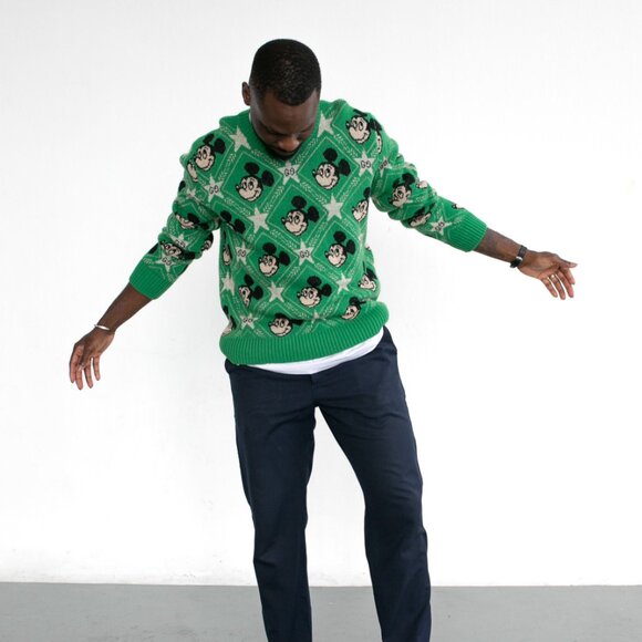 Gucci x Disney Mickey Mouse Green Logo Sweater Size Large - Picture 3 of 8